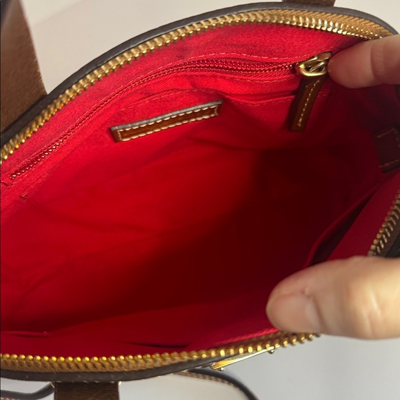 Dooney & Bourke NWOT Ruby Olive Pebbled & Brown Leather Two-Way Bag - Picture 9 of 12